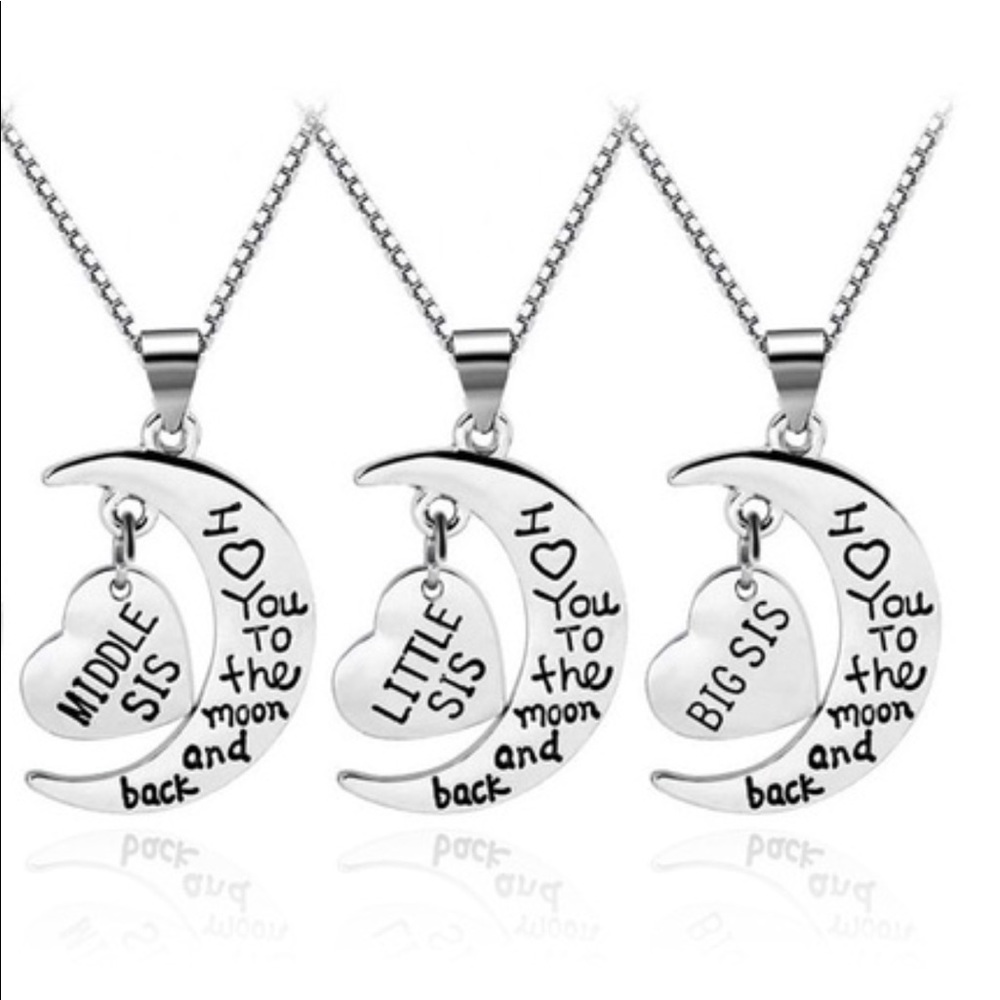 Little, middle, and big sister necklaces